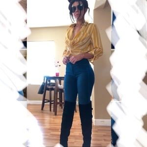 Mustard Crop front tie shirt NEW